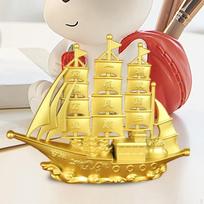 Jūrinė dekoratyvinė burlaivio skulptūra namams ir biurui 8.7cmx7.6cm yellow
