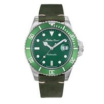 „Mathey-Tissot Mathy Vintage“ natūralios odos dirželis, žalias ciferblatas, automatinis H901ATLV 100M vyriškas laikrodis žalia