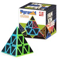 Carbon Fiber Magic Cube 3x3 Transform Pyramid Tetrahedron Triangle 4 Faces Puzzles Professional Educational Logic Toy Game black