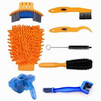 8Pcs/Set Bike Chain Cleaner Bicycle Casset Freewheel Cleaning Tool Kit one set orange