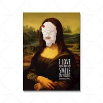 Juokingas Monos Lizos šypsenos plakatas Sienų menas Drobės tapyba Plakatai Klasikinė tapyba Personažas Juokingos įdomios nuotraukos Namų dekoras 30x40cm No Framed brown