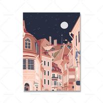 Marrakesh Taj Mahal Turkey Lisbon Travel Poster Art Print Mosque Morocco At Night Landscape Canvas Painting Wall Pictures Decor 21x30cm No Framed black