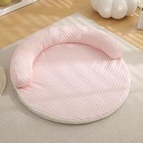 Round Cooling Pad Mat Breathable for Medium Dogs Pet Dog Sleeping Bed with Pillow Ice Silk Blanket Pet Cooling Pad Bed 50cm gray