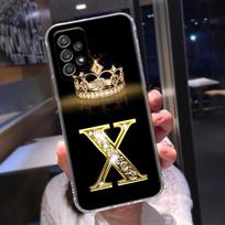 Diamond Crown Clear Case For Samsung Galaxy A52 A51 A53 A72 A71 A73 A32 A31 A33 A41 A22 A11 Soft Cases Cover Golden Letter Q R W Samsung A73 5G gray