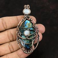 Evil Eye Labradorito vario pakabukas Vario viela apvyniotas pakabukas brangakmeniu pakabukas vario dizainerio papuošalų dovana jai mėnulio akmens vielos pakabukas M brown