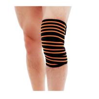 Elastingas svarmenų kilnojimo kelių tvarstis, pritūpusių kelių atrama, ilgis 195 cm L oranžinė