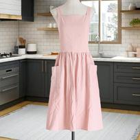 Catering Apron waterproof Barista with Pockets Sleeveless Pleated Skirt Bibs for Home Cafe Pink1