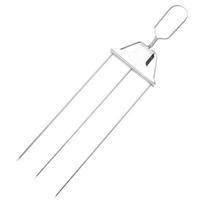 3 šakučių nerūdijančio plieno iešmeliai kepimui ant grotelių, lengvai naudojamas stumdomas strykas, būtinas BBQ priedas, puikiai tinka mėsai, daržovėms, iešmeliams One Size sidabras