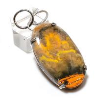 Bumblebee Jasper Gemstone 925 Sterling Silver Jewelry Pendant 2.05  m0F52 orange