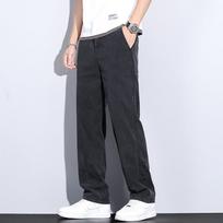 Casual Straight Leg Pants For Men, Summer Loose Thin Ice Silk Pants, Men'S Versatile Jeans M pilka/juoda