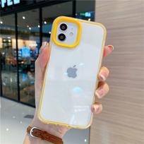 Protective three-in-one transparent silicone case for iPhone 14/13 Pro Max, soft material prevents falls. iPhone 13 Pro geltona