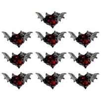 10 vnt. nagų pakabukai tamsaus stiliaus šikšnosparniai Love Wings prabangūs papuošalai iš lydinio tvirti nagų dailės priedai manikiūrui black