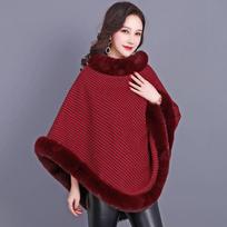 Rudens Žiemos Moteriškas Paltas Šalis Šalikas Dirbtinis Kailis Rudas Moteriškas Paltas Šalis Šalikas Vidutinio Ilgio Berankovis Houndstooth Kepas Pončas One Size vyno raudonos spalvos