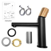 Black Faucet Bathroom Sink Faucets Hot/Cold Water Mixer Crane Deck Mounted Single Hole Bath Tap Brass Finished juoda