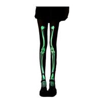 Halloween Skeleton Women Pantyhose Ghost Leg Print Contrast Color Glow at Night žalia