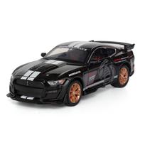 1/32 sportinio automobilio mastelio modelis žaislas Mustang Shelby GT500 lieto metalo aukštos simuliacijos garsas ir šviesa kolekcija vaikiškas žaislas dovanos juoda