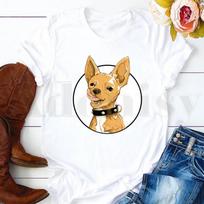 Chihuahua Funny Dog Lovely Fashion Animal 90s Cute Short Sleeve Female Tops Tees Harajuku VintageT Shirts Women's T-shirt S juoda