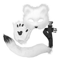 Fox Face Cushion Faux Fox Pusinės veido pagalvėlės su uodegos pirštinėmis Maskaradinis Helovino Cosplay vakarėlio kostiumo aksesuaras mergaitėms balta
