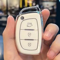 3 4 mygtukų TPU automobilio raktų dėklas, skirtas Hyundai ix35 i40 i20 i10 Tucson Elantra Creta Sonata Ioniq Accent Creata Smart Remote Fobs Cover white
