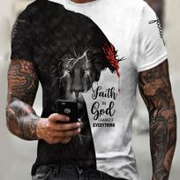 Plus Size Men's Vibrant 3D Lion Graphic Print T-Shirt  Summer Essential  Men's Casual Clothing S