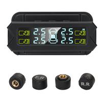 Padangų slėgio stebėjimo sistema, belaidė saulės energijos TPMS su 5 aliarmo režimais, automatinio foninio apšvietimo LCD Externar juoda