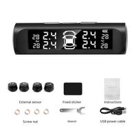 Saulės automobilio padangų slėgio monitorius TPMS belaidė padangų slėgio stebėjimo sistema LCD ekranas Automatinis padangų slėgio apsaugos signalizacijos jutiklis vidinis AN01