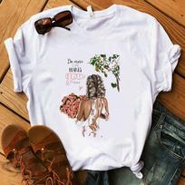 Gėlių mergaitės marškinėliai Lady Make You Happy Wegoe Top moteriški marškinėliai Moterų modelių vasara XL balta