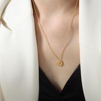Hong Kong Style Retro Simple U-Shaped Geometric Pendant Necklace Titanium Steel 18K Gold Little Fairy Personality Temperament Versatile Jewelry Woman