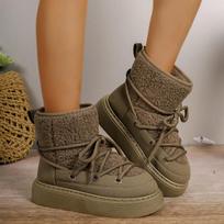 Women's Snow Boots Flat Shoes Thick Sole Fur Warm Cotton Shoes Winter New Casual Short Plush Ankle Boots 36