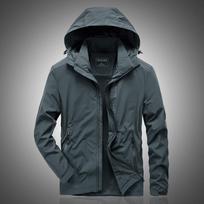 Autumn thickened casual stand-up collar gray ordinary hooded zipper straight hem outer zipper jacket 4XL black