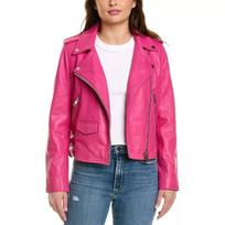 AL KHALID Party Designer Women Slim-fit Pink Stylish 100%Lambskin Leather Jacket XS rožinė
