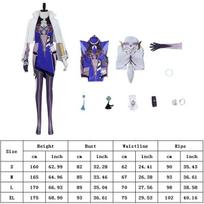 Yelan Cosplay Game   Cosplay Bodysuit Sexy Lovely Uniform Wig Suit Halloween Party Clothing Costumes XXL-(Costume+Wig) blue