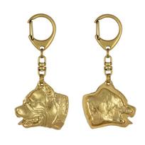 Pit Bull, American Pit Bull Terrier, Pitbull Terrier, APBT - Gilded key ring with dog, handbag decoration, luxury accessory by Art-Dog brand beige