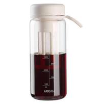 450/600 ml šalto virimo puodelis su skalės filtru Maisto klasės didelės talpos nešiojamasis kelioninis arbatos butelis šalto virimo kavos virimo aparato stiklainis 600ML balta
