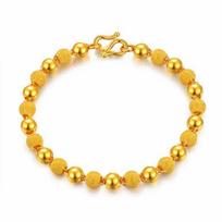 Gelang Manik-manik Bulat Gelang Nyata 18K Kuning Emas Manis dan Serbaguna Sahabat Mutiara Pelajar Gelang Perhiasan Trendi