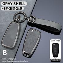 Car Key Case for Ford Focus Mk2 Mk3 2 3 Kuga Edge Ranger Mondeo S Max C Max 2008 2009 2010 2011 2012 2013 2014 2015 2016 Covers pilka spalva