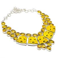 Cameo, Citrine Gemstone Handmade 925 Sterling Silver Jewelry Necklace 18  p2b50