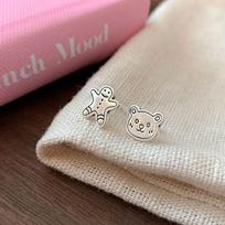 Gingerbread Man Earrings Girl Fun Cute Asymmetrical Retro Old Bear Earrings Christmas Atmosphere Ornaments