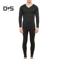 2 vnt./komplektas Vyriški žieminiai terminiai apatiniai Ilgi Jonų rinkinys Plius V dydžio kaklelis Slim Fit Elastinis Fleece Sulaiko šilumą Storas Thermo Homewear pižamų apatinis komplektas 4XL juoda