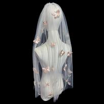 Pink Butterfly Veil Certificate Registration Bride Wedding Headdress Super Fairy Photography Photo Props Veil Headdress