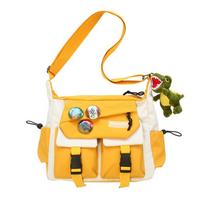 Men Women Nylon Crossbody Messenger School Book Bags Youth Canvas Handbags Shoulder Bag geltona