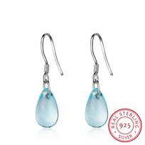 Literary Blue Crystal Water Drop Earrings For Women 925 Sterling Silver Earrings Boucle D 'Oreille S -E666 gray