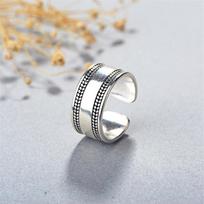 New Thai Silver Atmsphere Leaf 925 Sterling Silver Jewelry Personality Middle Mooth Leaves European Style Opening Rings R208