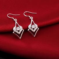 Noble 925 Sterling Silver  All-match Crystal Drop Earrings for Women Elegant Fashion Party Wedding Jewelry Holiday Gifts black