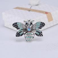 New Insect Bee Brooch Fashion Rhinestone Crystal Corsage Suit Shirt Collar Pins Party Casual Lapel Pins For Women Men Jewelry žalia