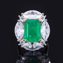 Light Luxury High-End Colored Treasure Ring Paraiba Exaggerated Pigeon Egg Diamond Ring Slightly Set With High Carbon Diamonds white
