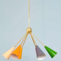 Individualizuotas daugiaspalvis žemyn nukreiptas pakabinamas lubų šviestuvas itališko stiliaus 6 šakų Sputnik žalvario sietyno šviestuvas 24 inches auksinė