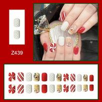 24pcs Press On Nails Manicure Wearable Nails Christmas Embossed Gingerbread Man Nail Art Wearable Nails Square Short Fake Nails beige