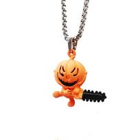 Halloween Funny Cartoon Pumpkin Pendant Street Man Joker Personality Necklace New Cross-border Jewelry Accessories Pendant. oranžinė