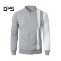 Rudens Pavasario Vyriška Striukė Stovu Apykakle Užtrauktuku Ilgomis Rankovėmis Spalvų Derinimas Elastiniai Rankogaliai Apačia Kardiganas Slim Fit Sportinis Švarkas XXL šviesiai pilka spalva